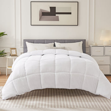 All-Season Down Comforter – Ultra-Soft Lightweight Duvet Insert for Queen & King Beds