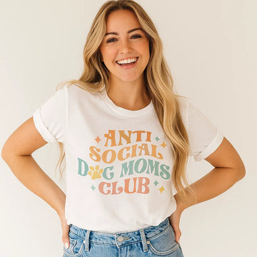 Anti Social Dog Moms Club Graphic Tee. Bella Canvas Dog Mom T-Shirt