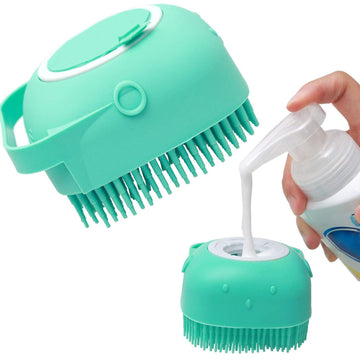 Pet Dog Shampoo Massager Brush - Silicone Grooming Scrubber for Cats & Dogs