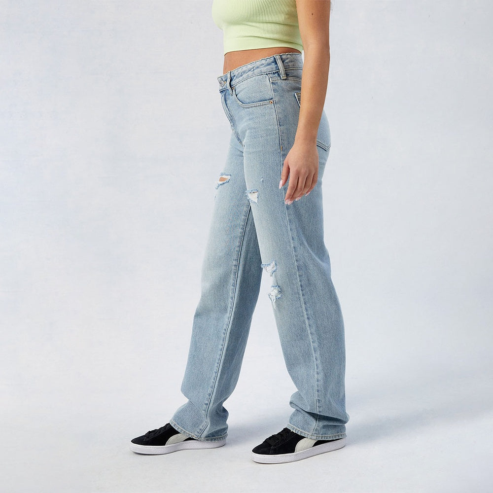 Women's High-Waist Jeans, Wide-Leg Full-Length Jeans With Center Pleat, Cotton Denim For All Seasons