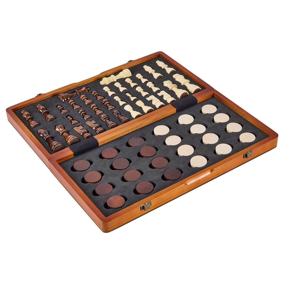 VEVOR Magnetic Wooden Chess Set, 15 Inch 2-IN-1 Chess Checkers Game Set, Folding Chess Board Games For Adults Kids, 2 Queens Portable Travel Gift Chess Set For Tournament Professional Beginner
