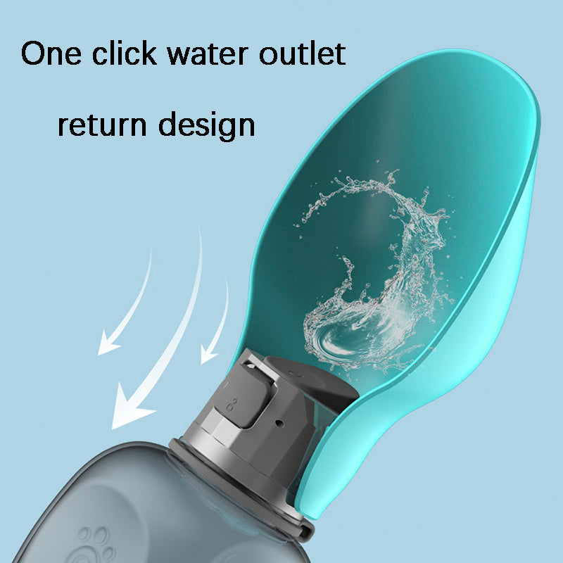 Close-up of a water bottle with a one-click water outlet design