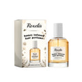 Roxelis honey infused hair perfume bottle and packaging on a white background