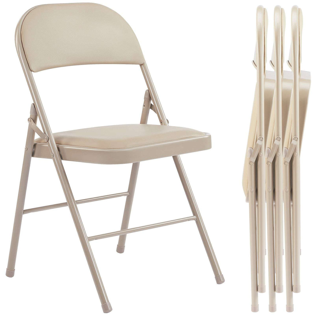 Leather Upholstered Folding Chair – Comfortable PU Padded Seat, 2-Pack & 4-Pack Options