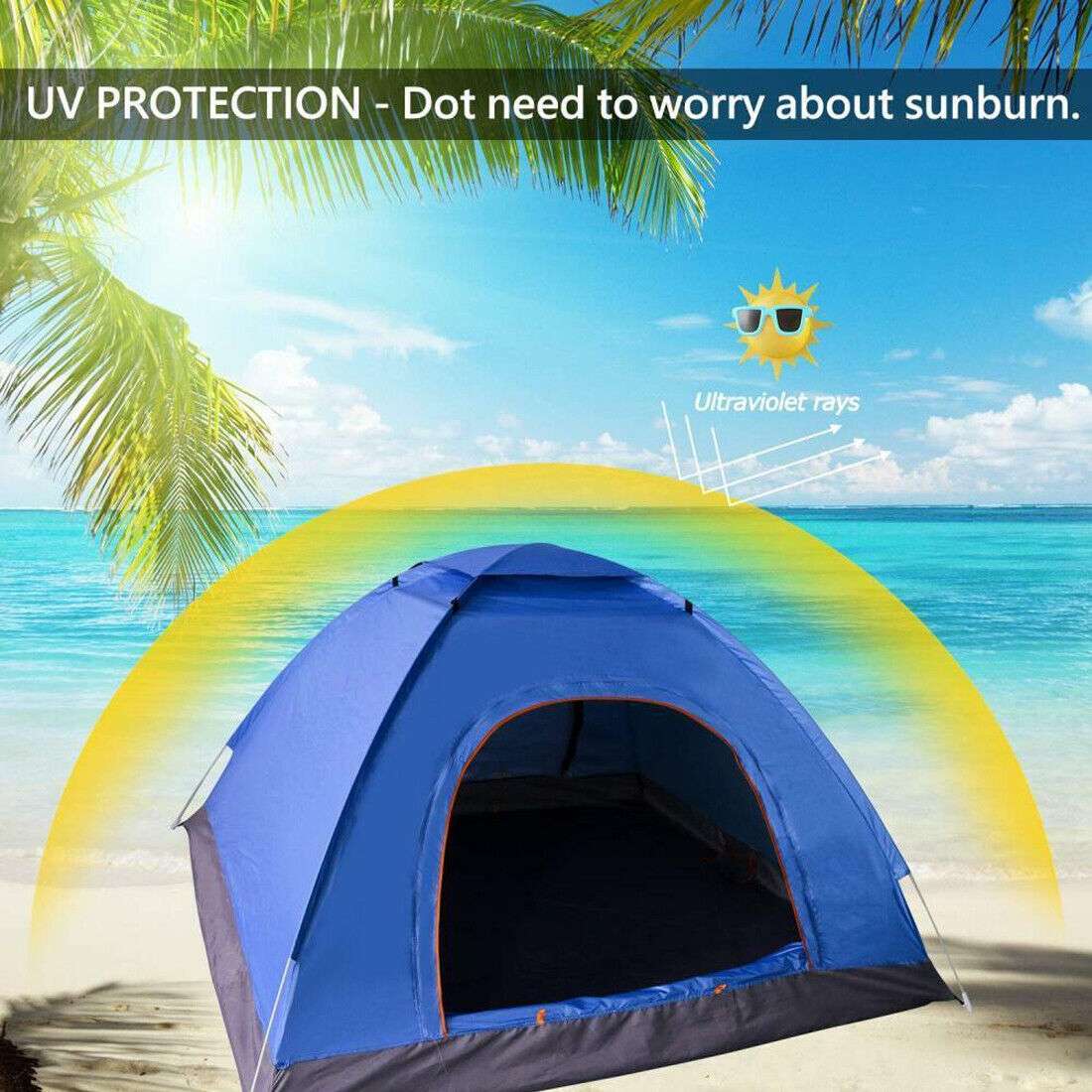 3-4 Person Automatic  Up Outdoor Hiking Camping Tent Waterproof UV Protection