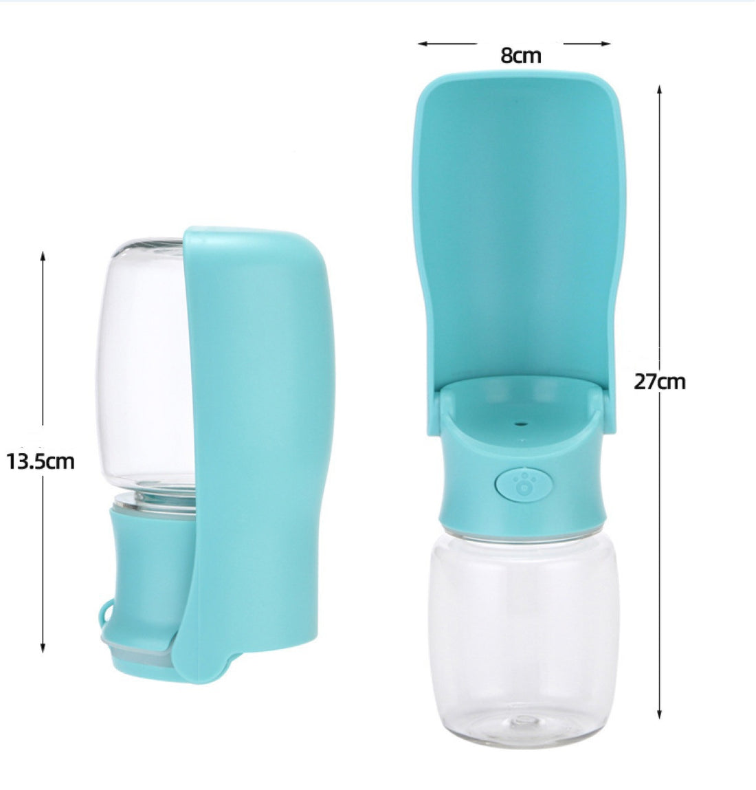 Portable pet water bottle with a dog