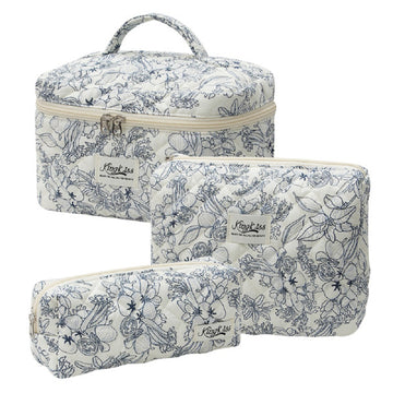 women’s cosmetic bags set of 3 quilted cotton organizer
