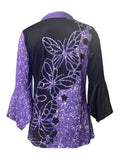 Casual printed three-quarter sleeve lapel collar shirt side view

