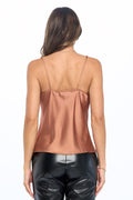 Made‑in‑USA Silky Satin Print Tank Top,  Smooth Scoop‑Neck Essential