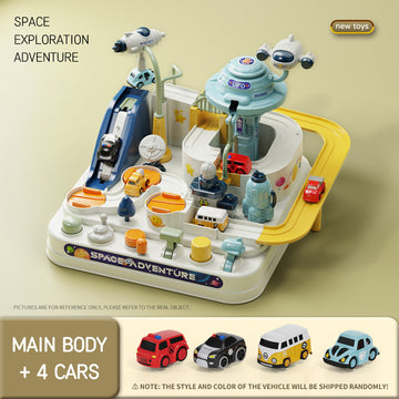 Car Adventure Challenge Track, Parking Lot Car Police Car Fire Truck Puzzle Hands On Toy