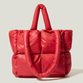Red puffer bag Women’s Puffer Tote Handbag – Lightweight Quilted Shoulder Bag for Everyday Use