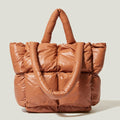 Brown puffer bag Women’s Puffer Tote Handbag – Lightweight Quilted Shoulder Bag for Everyday Use