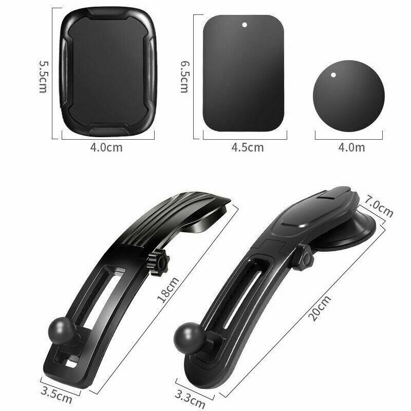 Black car holder with dimensions labeled
