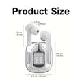 Wireless earbuds with charging case and size measurements