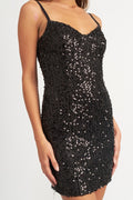 Spaghetti Strap Sequin Mini Dress, Shimmer Party Dress for Women