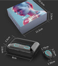 Wireless earbuds with charging case and dimensions displayed