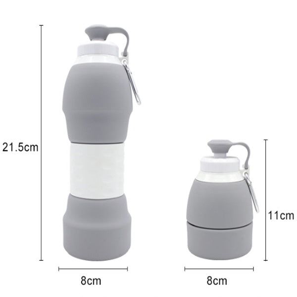 Collapsible water bottles with a scenic background of a person running.