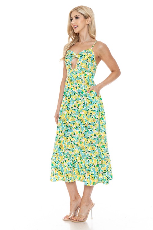 Women’s Floral Print Maxi Dress, Elegant Boho Floral-Midaxi A‑Line