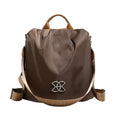 Brown backpack with a visible brand logo Women’s Fashion Travel Backpack – Trendy Large Capacity PU Leather Bag

