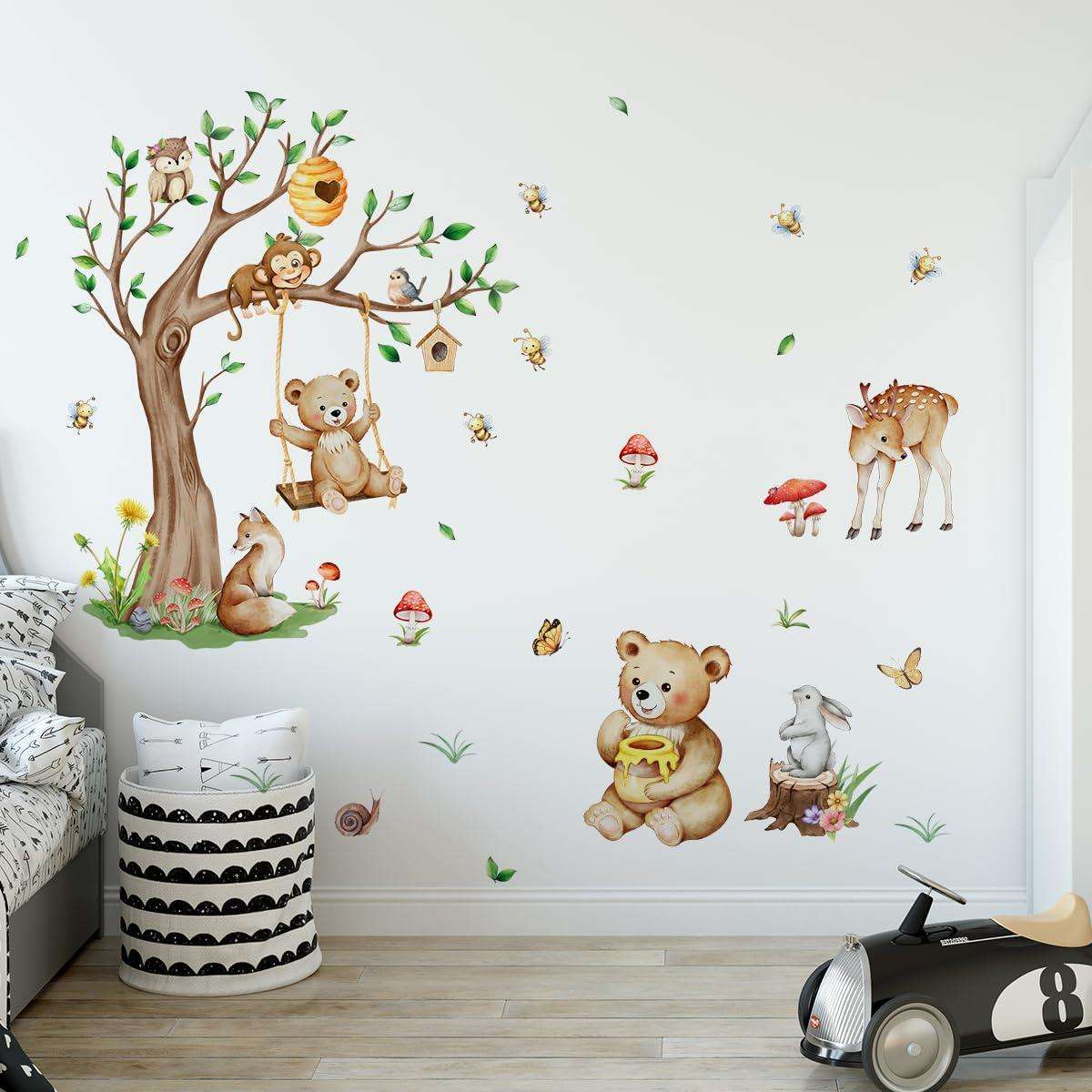 Wall Stickers Decals Animal Jungle Forest Train Kids Room Nursery Decor Peel & Stick