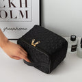 Portable Travel Cosmetic Bag with Brush Compartment – Opened View

