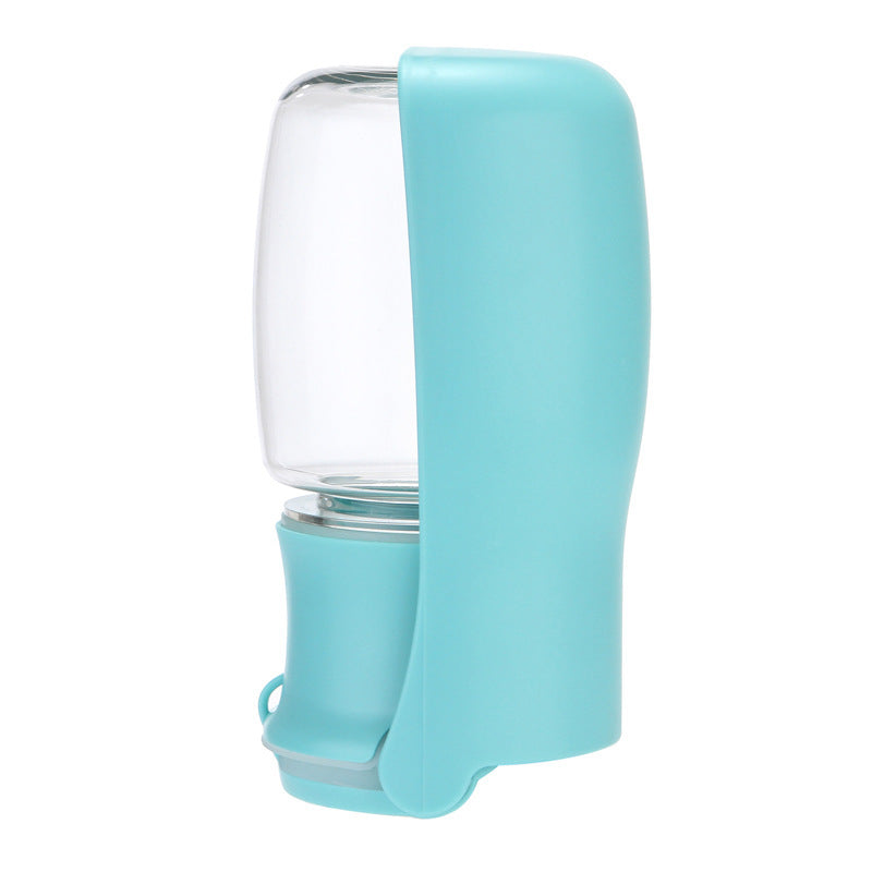 Turquoise pet water bottle with clear container