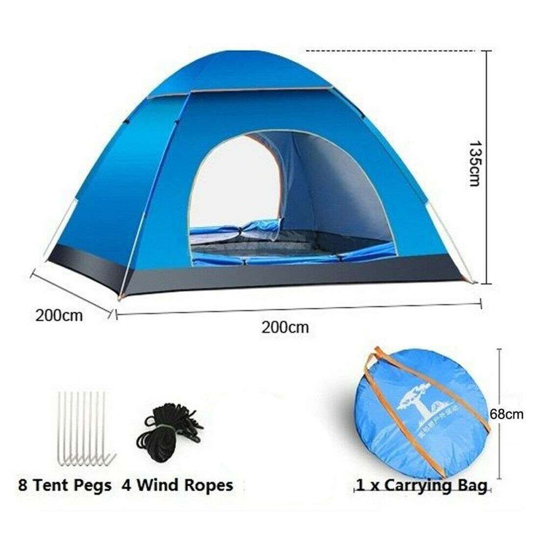 3-4 Person Automatic  Up Outdoor Hiking Camping Tent Waterproof UV Protection