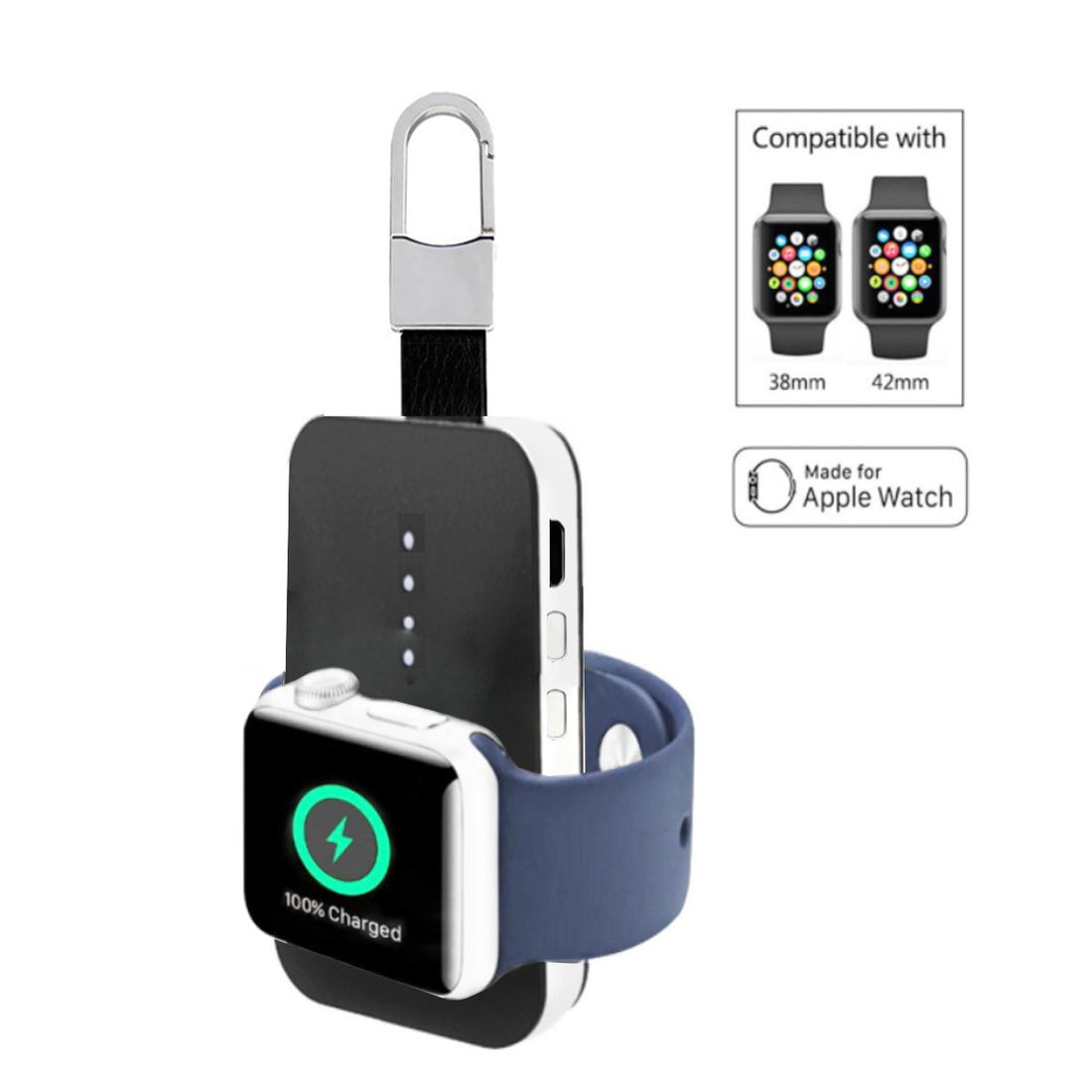 Apple Watch Wireless Charger Power Bank Keychain – 950mAh Portable Magnetic Charging Dock