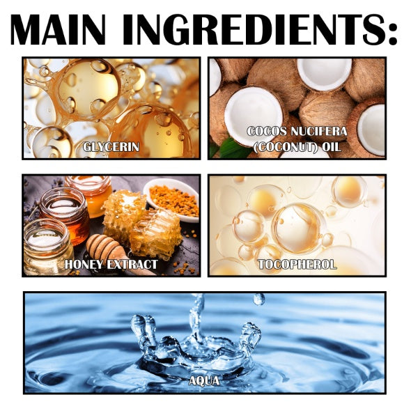 List of main ingredients with corresponding images and labels on a white background.