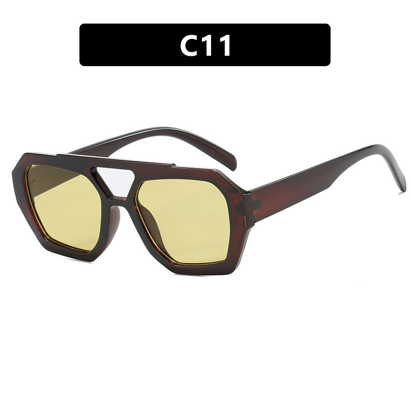 Sunglasses with a brown frame and yellow lenses 