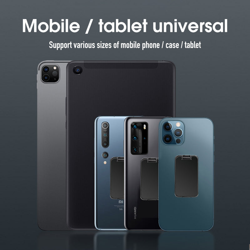 Phone holder with blue phone case and stand on a wooden surface