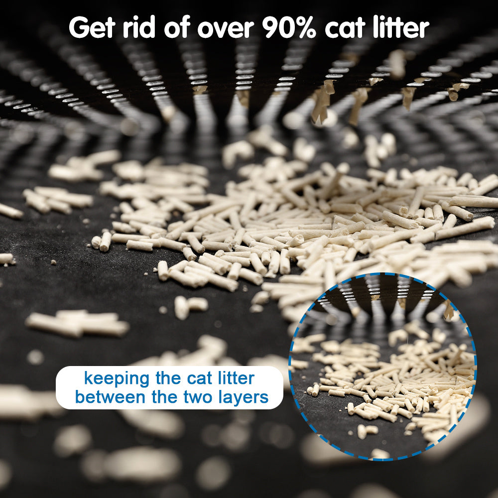 Cat litter being used between two layers 
