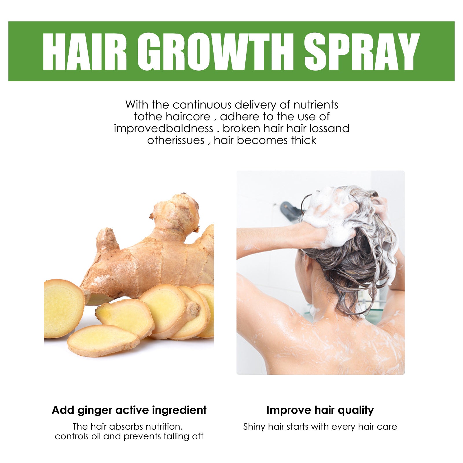 Before and after using Jaysuing Ginger Hair Treatment Spray