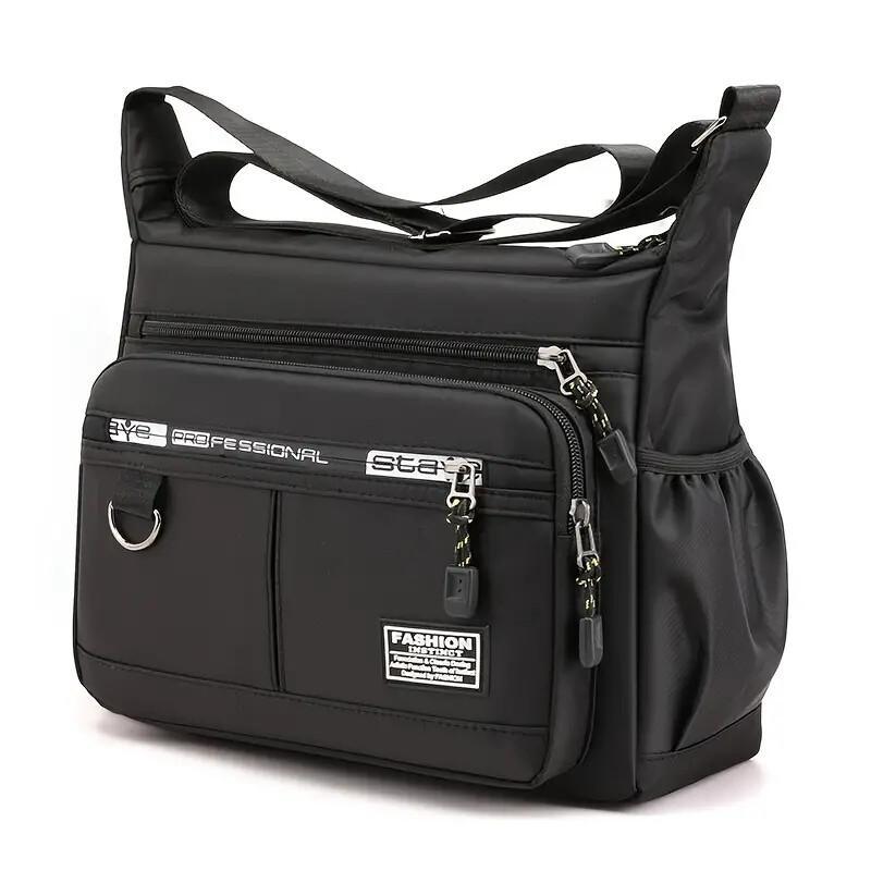 Black handbag Large-Capacity Waterproof Men’s Backpack – Business Casual Multi-Pocket Messenger & Shoulder Bag