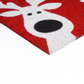 17″ × 29″ Red & White Coir Reindeer Outdoor Christmas Door Mat, Heavy‑Duty Eco‑Friendly Holiday Mat