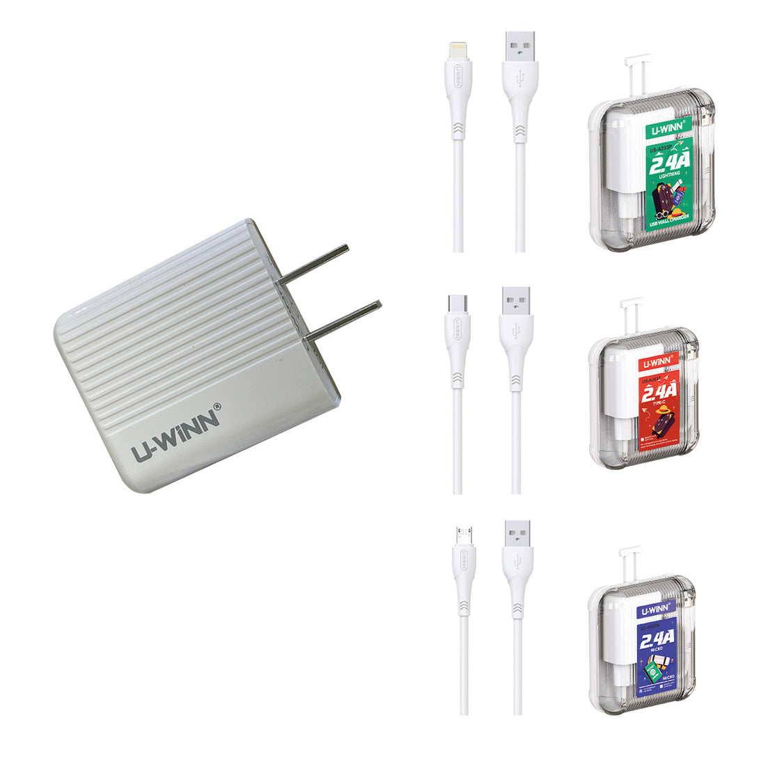 3 Piezas – Cable Cargador USB Tipo-C, Lightning y Micro USB (1 Metro) – Carga Rápida y Transferencia de Datos