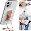 Rose gold phone stand with smartphone usage scenarios
