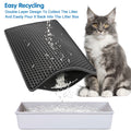 Cat litter collection mat with a cat sitting next to it