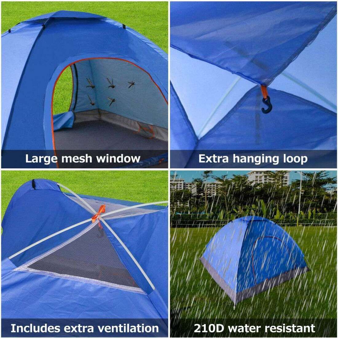 3-4 Person Automatic  Up Outdoor Hiking Camping Tent Waterproof UV Protection