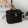 Compact Cosmetic Case for Travel – Black Vegan Leather

