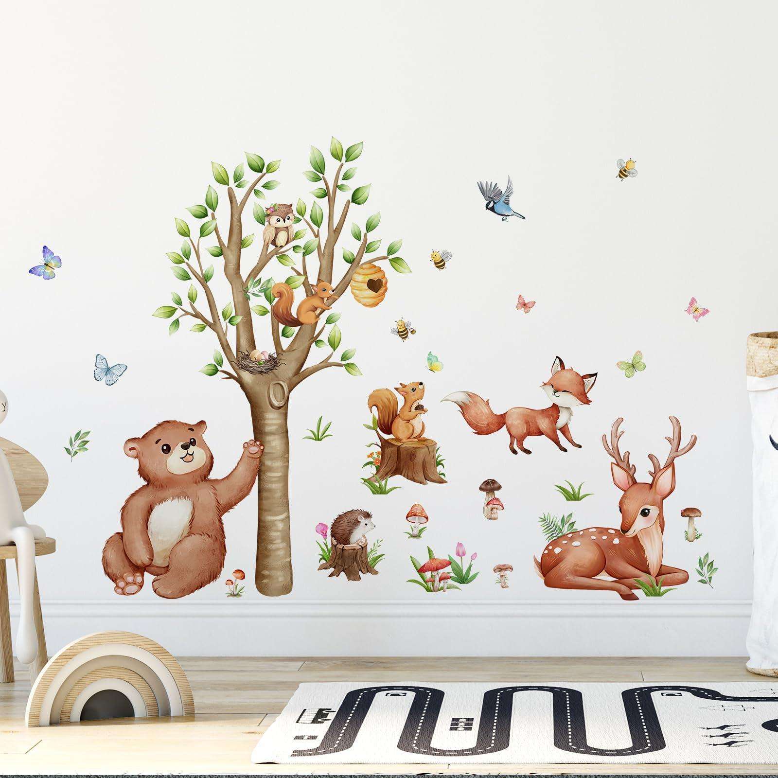 Wall Stickers Decals Animal Jungle Forest Train Kids Room Nursery Decor Peel & Stick
