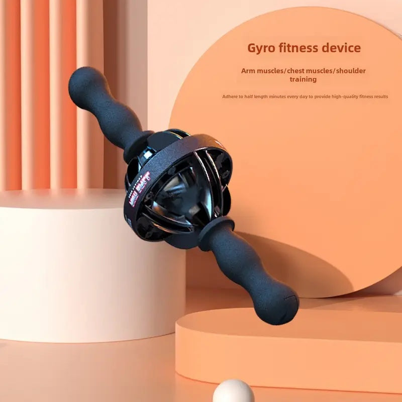 Handheld gyro fitness trainer for core wrist and forearm muscle toning