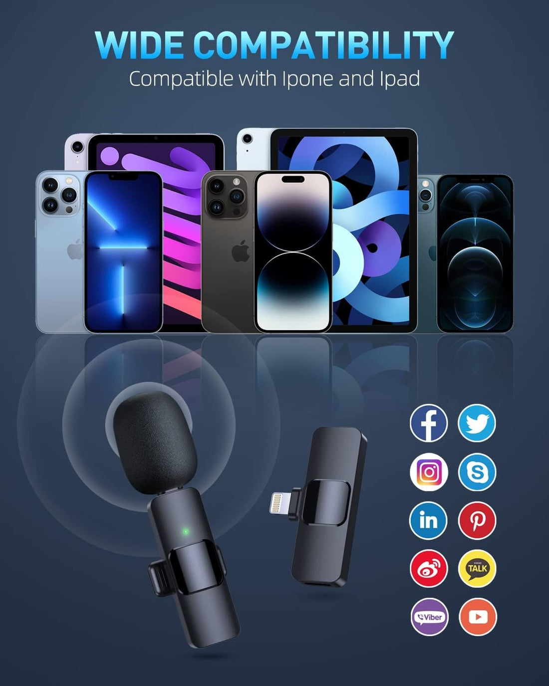 Set of black microphones with attachments