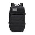 Black tactical backpack with American flag patch