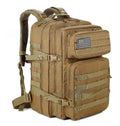 Tan tactical backpack with American flag patch 