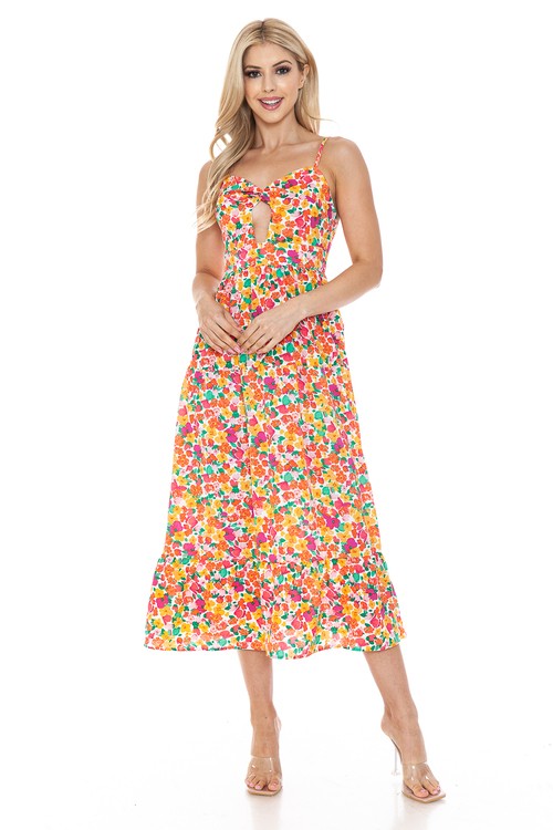 Women’s Floral Print Maxi Dress, Elegant Boho Floral-Midaxi A‑Line