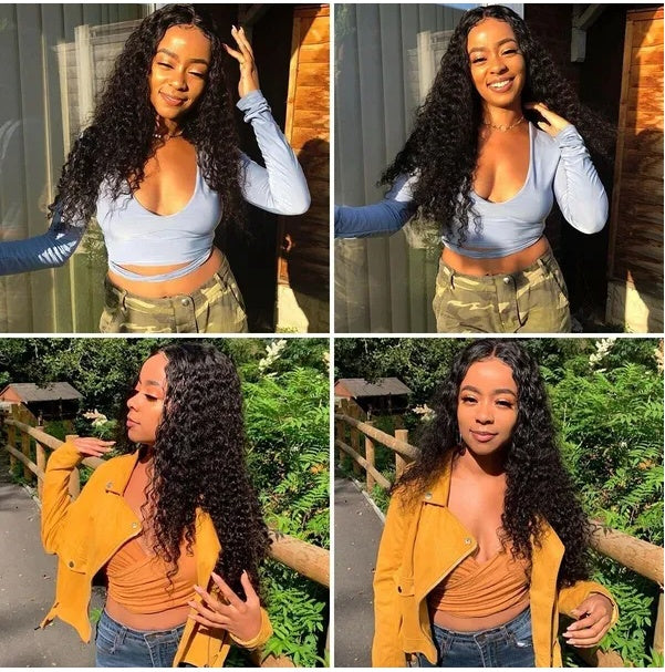Womens Brazilian Human Long Curly Lace Wavy Hair Wigs