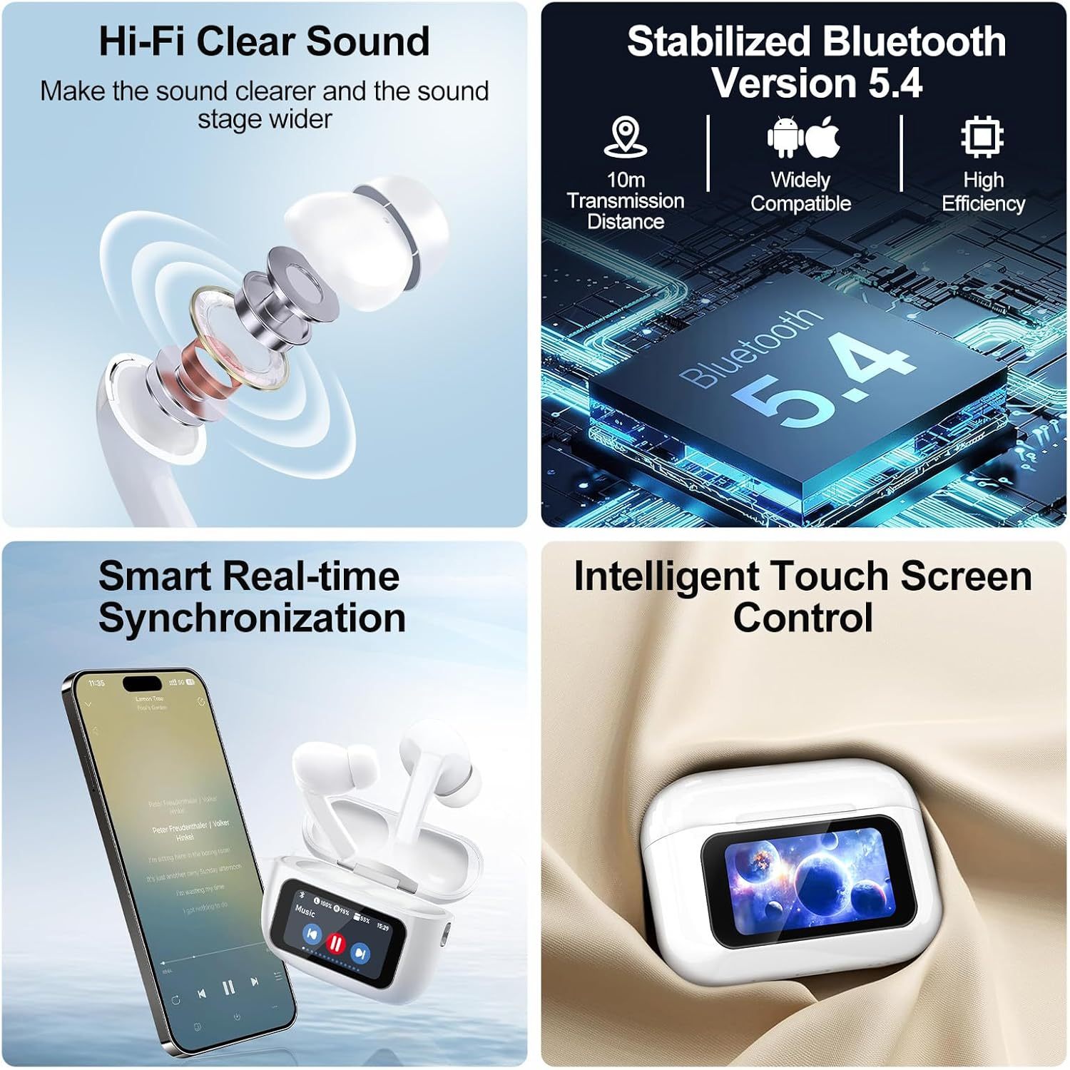 Four features of wireless earbuds displayed