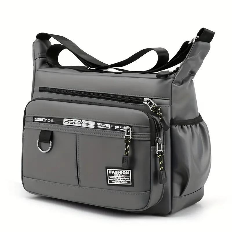 Gray shoulder bag Large-Capacity Waterproof Men’s Backpack – Business Casual Multi-Pocket Messenger & Shoulder Bag