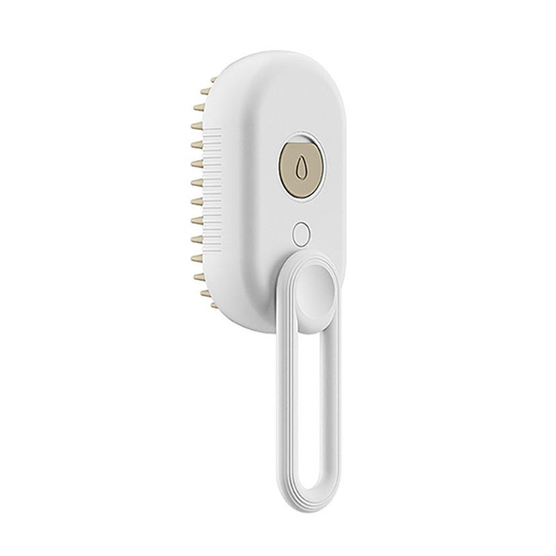 White grooming tool with bristles